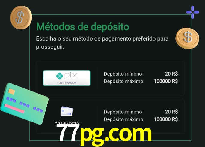 O cassino 77pg.com oferece uma grande variedade de métodos de pagamento